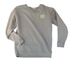 PINK Victoria's Secret Blue Gray Sweatshirt with Neon Green Yellow Logo